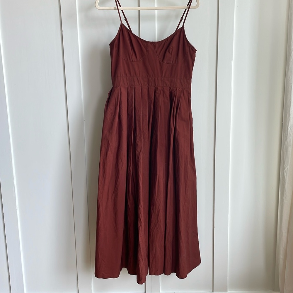 Reddish-brown dress with full A-line skirt